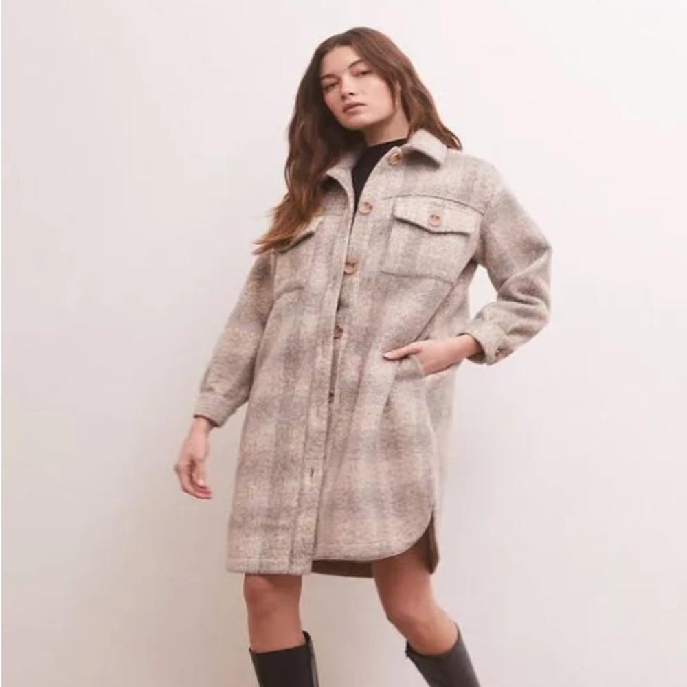 Sonoma Cream and Brown Pea Coat Relaxed Fit